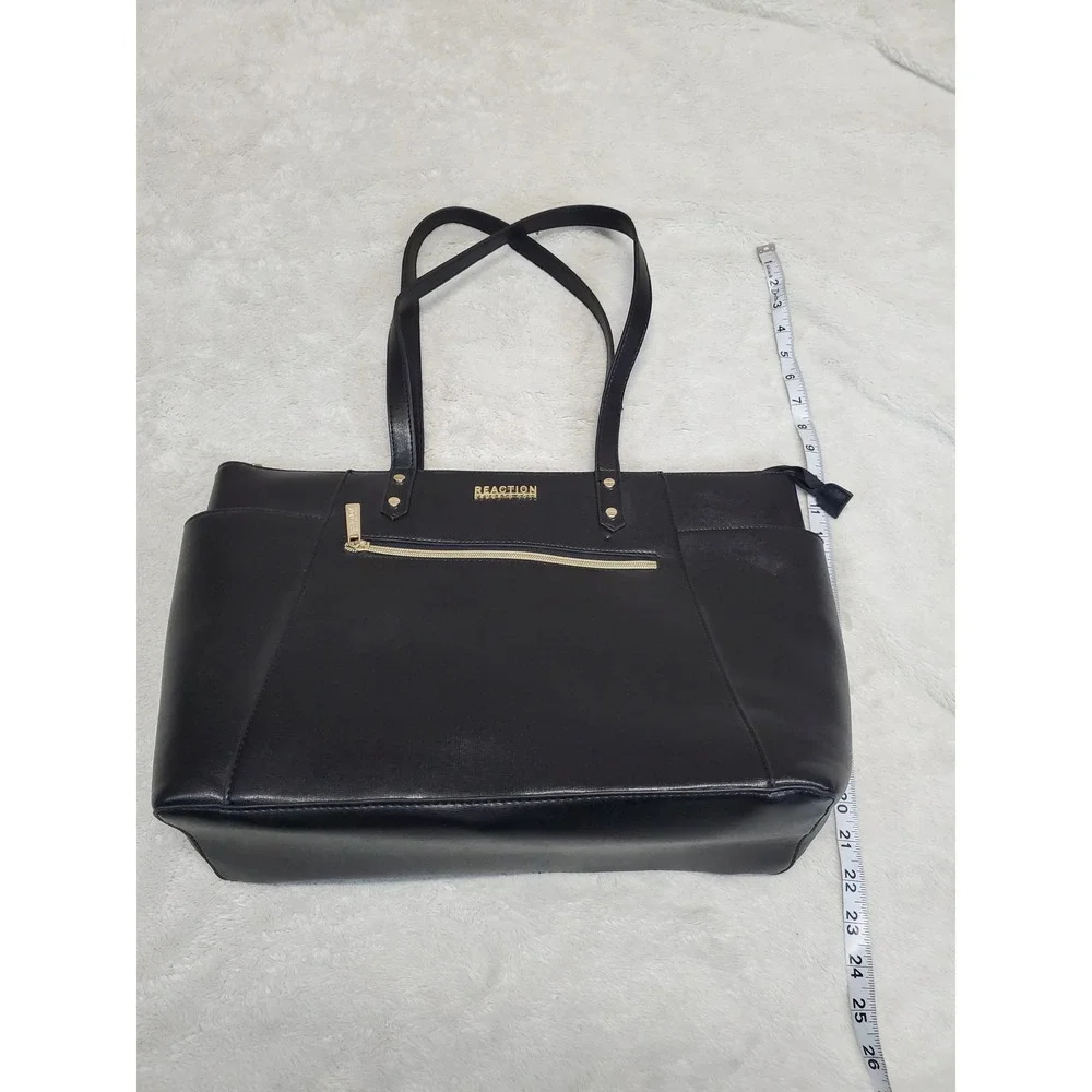 Kenneth Cole Reaction Black Laptop Computer Large Bag Tote Classic Minimalist